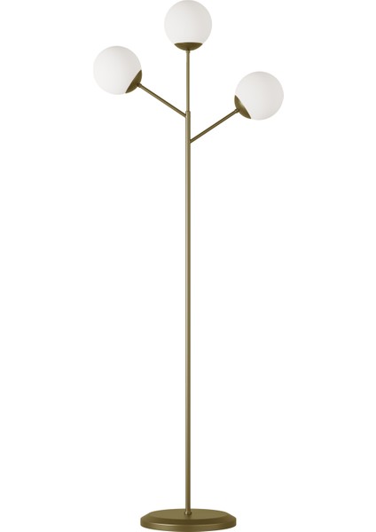 Loreva 3'lü Beyaz Cam Küre Lambader - Eskitme Metal Gövdeli Modern Yer Lambası fırsatları