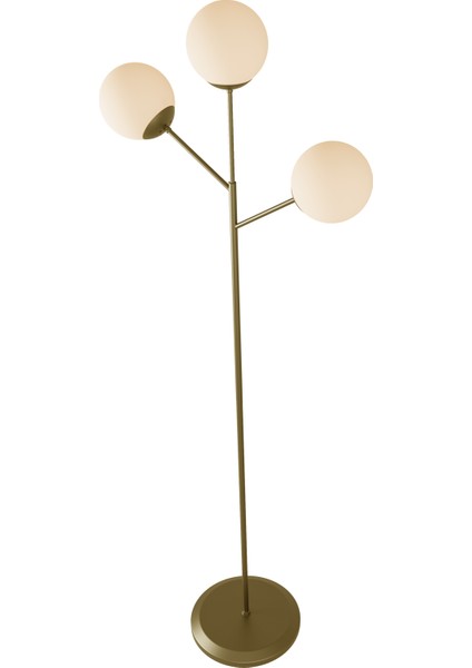 Loreva 3'lü Beyaz Cam Küre Lambader - Eskitme Metal Gövdeli Modern Yer Lambası indirimleri