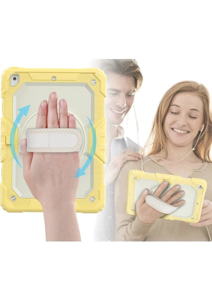 iPad 10.2 (7.nesil) Kılıf Strap New Tablet Kapak - Sarı - JUL6941-7675 fiyatları