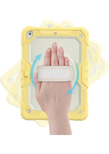 iPad 10.2 (7.nesil) Kılıf Strap New Tablet Kapak - Sarı - JUL6941-7675 modelleri