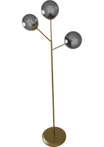 Loreva 3'lü Füme Cam Küre Lambader - Eskitme Metal Gövdeli Modern Yer Lambası fiyatları