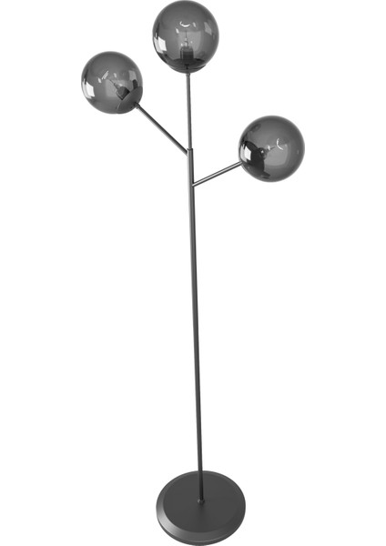 Loreva 3'lü Füme Cam Küre Lambader - Siyah Metal Gövdeli Modern Yer Lambası modelleri