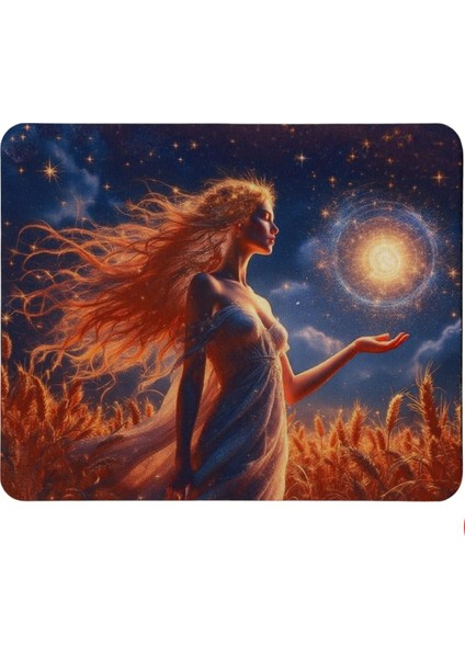 Başak Burcu Desenli Tip Kaymaz Taban Optik Bilgisayar Notebook Burçlar Mouse Pad Mauspad 17X 21 cm