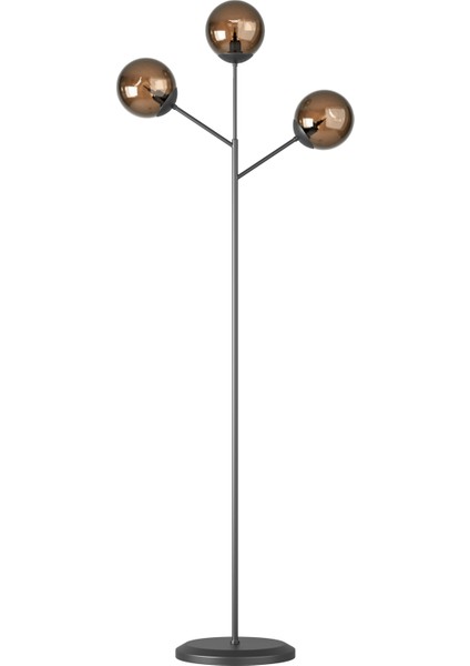 Loreva 3'lü Bal Cam Küre Lambader - Siyah Metal Gövdeli Modern Yer Lambası fiyatları