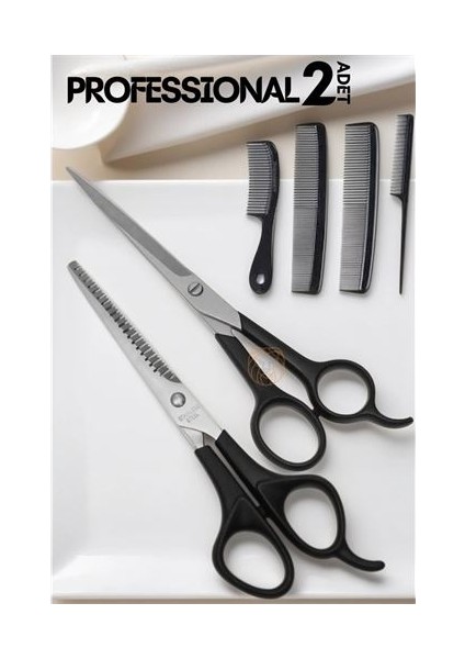 Turk Berber Makas Ara Makas Seti Profesyonel 6.5 inç Çelik - MRK9246-5603