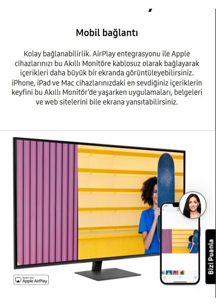 109 Ekran 43" Inç 4K UHD HDR10 3840 x 2160 Wi-Fi ,hdmı Type-C Monitör Tv + Onerous Askı Aparatı