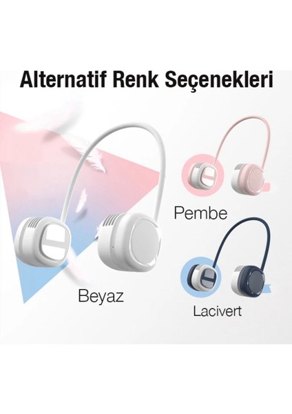 Renkli Taşınabilir Mini Boyun Fanı, Şarjlı Soğutucu, Hafif ve Pratik