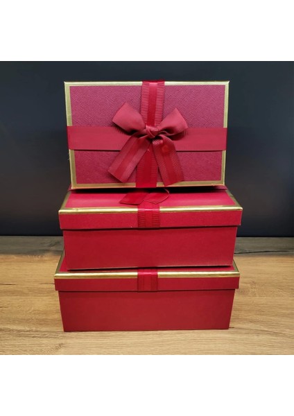 Tasarım 3'lü Kurdeleli Hediye Kutusu Seti fiyatları