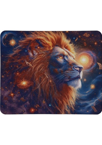 Aslan Burcu Desenli Tip Kaymaz Taban Optik Bilgisayar Notebook Burçlar Mouse Pad Mauspad 17X 21 cm