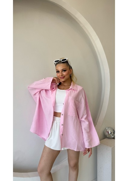 Pembe Tek Cepli Salaş Gömlek