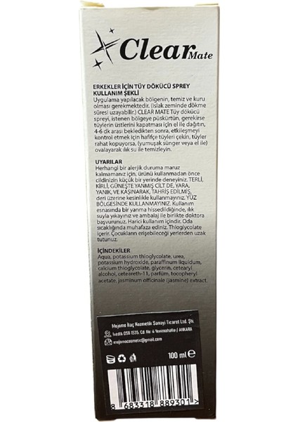 Tüy Dökücü Erkekler İçin Krem Man 100 ml
