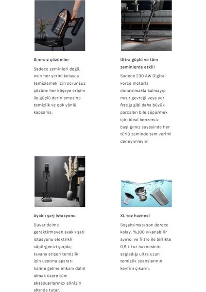 230 Air Watt Yüksek Emiş Gücü X-Force Seri Flex Batarya Dijital Motor En Güçlü Şarjlı Dikey Süpürgesi