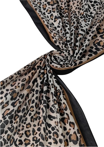 Mısırlı Eşarpları Soft Pamuklu Leopar Desenli Şal 75X190 cm