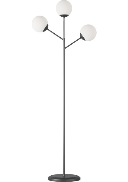 Loreva 3'lü Beyaz Cam Küre Lambader - Siyah Metal Gövdeli Modern Yer Lambası fiyatları
