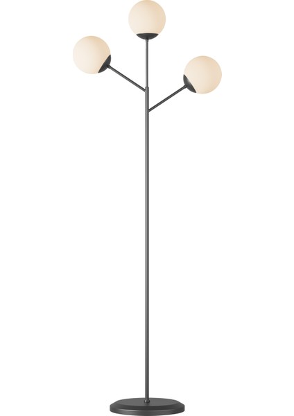 Loreva 3'lü Beyaz Cam Küre Lambader - Siyah Metal Gövdeli Modern Yer Lambası modelleri