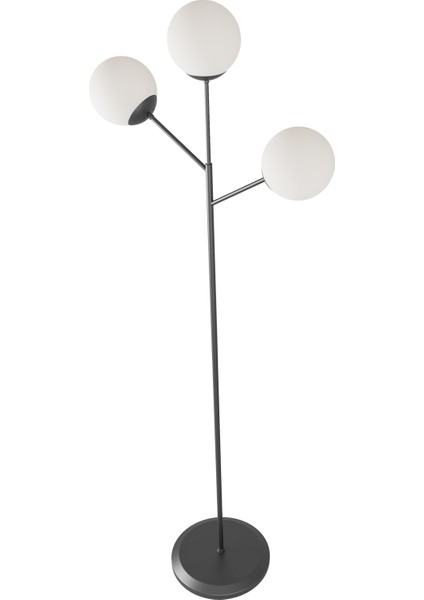 Loreva 3'lü Beyaz Cam Küre Lambader - Siyah Metal Gövdeli Modern Yer Lambası fırsatları