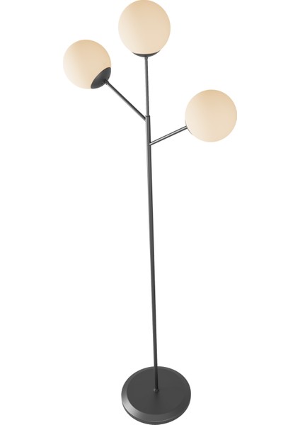 Loreva 3'lü Beyaz Cam Küre Lambader - Siyah Metal Gövdeli Modern Yer Lambası indirimleri