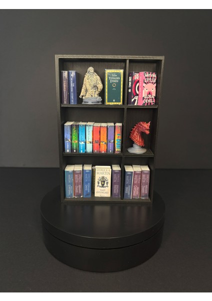 Minyatür Kitaplık | El Yapımı Mini Kitap ve Reçine Figürlü Dekoratif Kitaplık