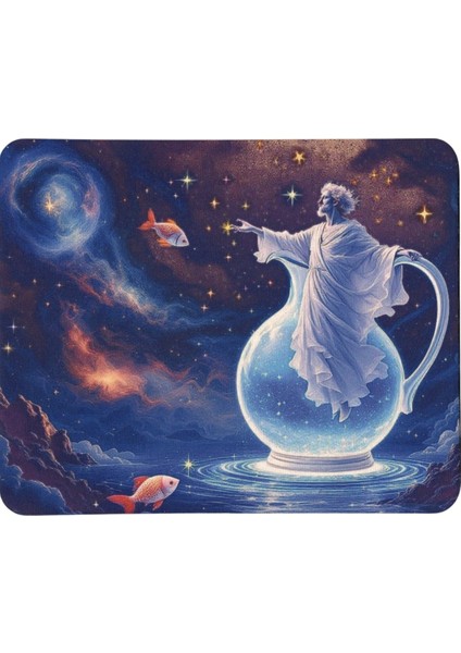 Kova Burcu Desenli Tip Kaymaz Taban Optik Bilgisayar Notebook Burçlar Mouse Pad Mauspad 17X 21 cm