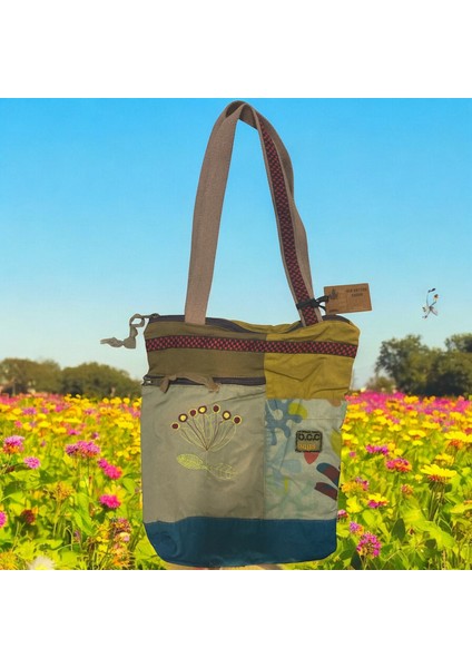 Vintage Renkli Etnik Orta Boy Plaj Günlük Kadın Kol Omuz Çantası 27CM x 33CM