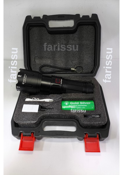 Gold Silver GS-14400 | 80W 8000 Lümen Şarjlı El Feneri (Su Geçirmez – Uzun Ömürlü Pil) fiyatları