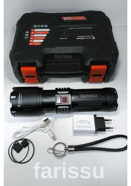 Gold Silver GS-14400 | 80W 8000 Lümen Şarjlı El Feneri (Su Geçirmez – Uzun Ömürlü Pil) fırsatları