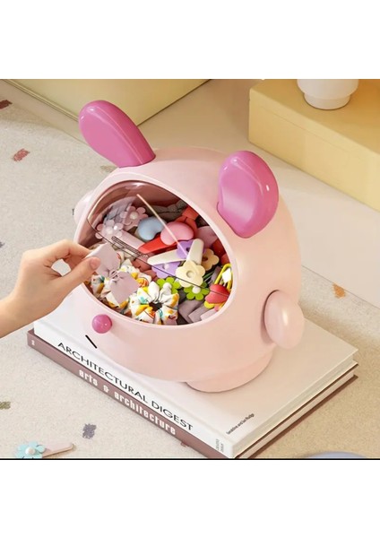 Pembe + Gül Kırmızı Sevimli Pembe Kaniş Köpek Masaüstü Düzenleyici Kapaklı modelleri