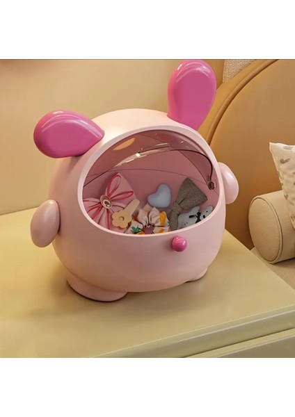 Pembe + Gül Kırmızı Sevimli Pembe Kaniş Köpek Masaüstü Düzenleyici Kapaklı fırsatları