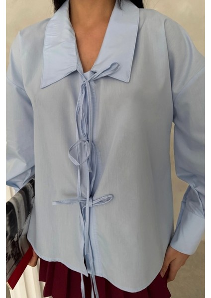 Okul Yaka Poplin Gömlek Ip Bağlama Detaylı - Bebe Mavi modelleri