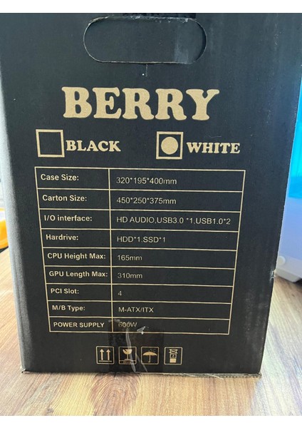 Berry Beyaz Oyuncu Bilgisayarı Kasası Psu Yok
