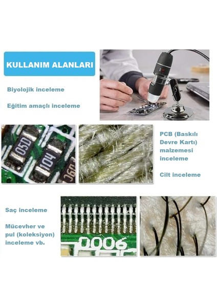 1600X Dijital Mikroskop USB LED Işıklı Telefon & Pc Uyumlu Büyüteç Yüksek Çözünürlük Micro Type-C