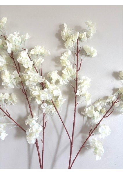2 Adet Sakura Beyaz Krem Japon Çiçeği Bahar Dalı Yapay Çiçek modelleri
