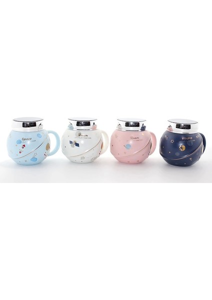 Ayna Kapaklı Astronot Tasarımlı Porselen Kupa Bardak