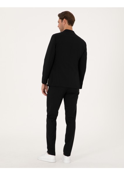 Erkek Siyah Ex. Slim Fit %100 Yün Kruvaze Takım Elbise 50316451-VR046