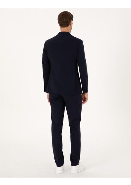 Erkek Lacivert Ex. Slim Fit %100 Yün Kruvaze Takım Elbise 50316451-VR033