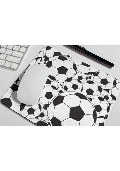 Futbol Temalı 2 Kaymaz Tabanlı Likralı Kumaş Futbol Topu Desenli Hediyelik Baskılı Mouse Pad