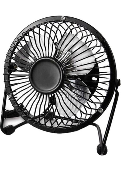 Mini USB Fan, Taşınabilir, Metal Pervane, Masaüstü Vantilatör, Kompakt ve Hafif Turuncu