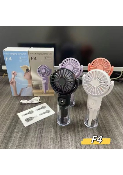 Mini Şarjlı Masa ve El Fanı, Pembe, Su Püskürtmeli, Ipli, Boyun Asmalı, Hafif ve Pratik modelleri