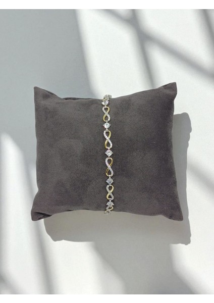 925 Ayar Gümüş Taşlı Sonsuzluk Bileklik – Gold ve Gümüş Renkli Zarif Tasarım