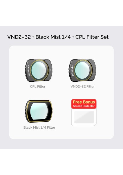 Vnd2-32 + Black Mist 1/4 + Cpl Filter Set For Djı Pocket 3