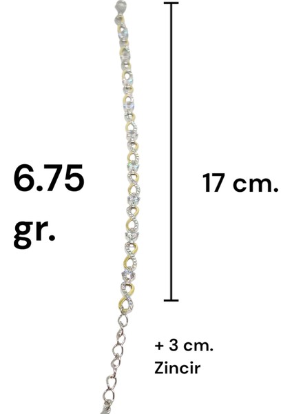 925 Ayar Gümüş Taşlı Sonsuzluk Bileklik – Gold ve Gümüş Renkli Zarif Tasarım fiyatları