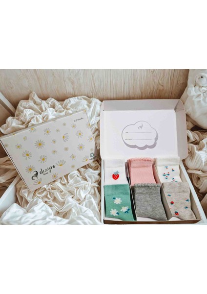 6'lı Organik, Yenidoğan, Babyshower, Hediyelik Kız Çocuk Çorap