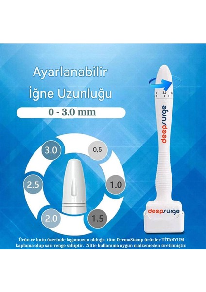 Titanyum İğneli Ayarlanabilir İğne Ölçülü (0.25-3.0mm) Dermastamp Derma Stamp Dermaroller Roller