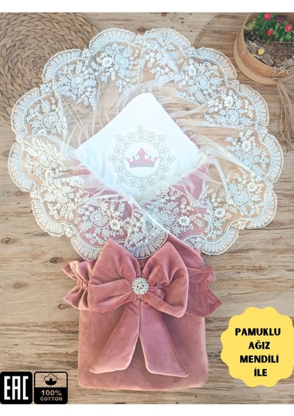 Kadife Kız Bebek Battaniyesi Dantelli Kundak Hastane Çıkışı Yenidoğan %100 Doğal Pamuktan Hediyelik KND45263 fiyatları