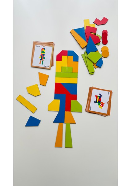 Ahşap Renkli Yaratıcı Şekiller 44 Farklı Nesne - Tangram Zeka Oyunu fiyatları