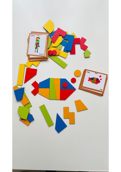 Ahşap Renkli Yaratıcı Şekiller 44 Farklı Nesne - Tangram Zeka Oyunu modelleri