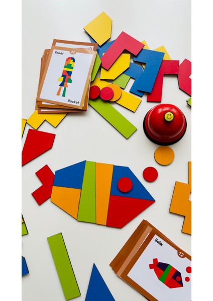 Ahşap Renkli Yaratıcı Şekiller 44 Farklı Nesne - Tangram Zeka Oyunu fırsatları