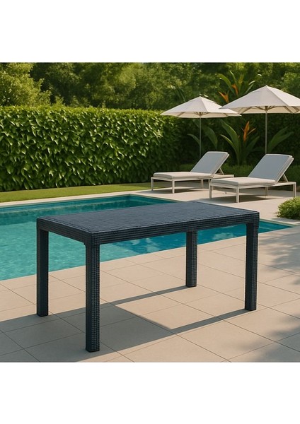 Violet Rattan 80X140CM 6lı Camlı Bahçe Mutfak Masa Takımı Antrasit fiyatları