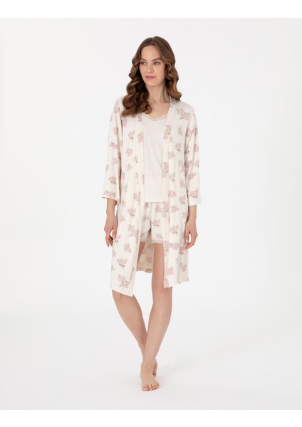 Kadın Krem 3'lü Pijama Takımı 50318989-VR071