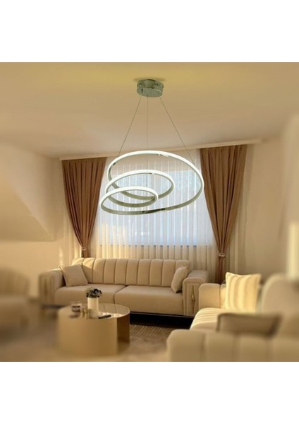 TT301-FSR Tt Aydınlatma Yay Modeli Fransız Sarısı Kaplama LED Avize modelleri